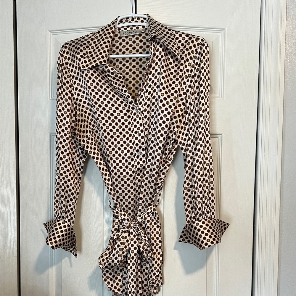 Elegant Polka Dot Blouse in Black and White